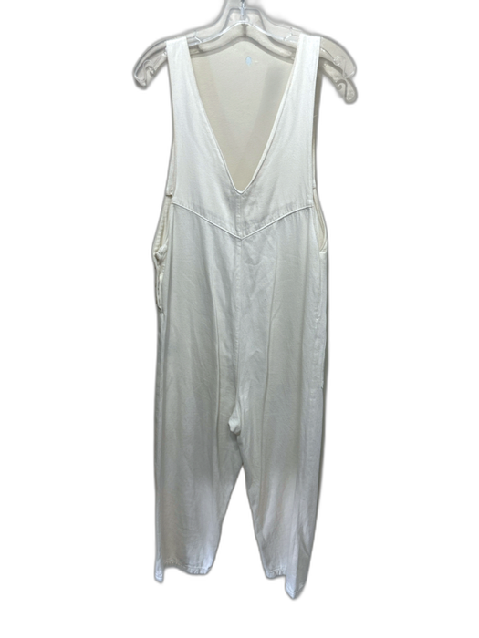 Mavi Size XS White Cotton & Viscose Wide Strap V Neck Front Pockets Jumpsuit White / XS