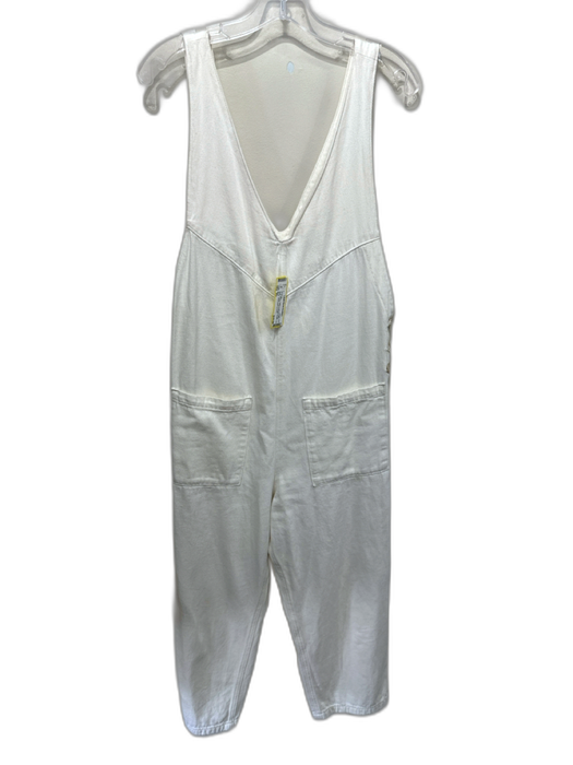 Mavi Size XS White Cotton & Viscose Wide Strap V Neck Front Pockets Jumpsuit White / XS