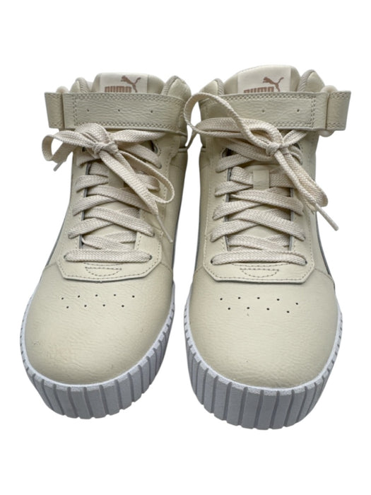 Puma Shoe Size 9 Cream & White Leather High Top Velcro Strap Platform Sneakers Cream & White / 9