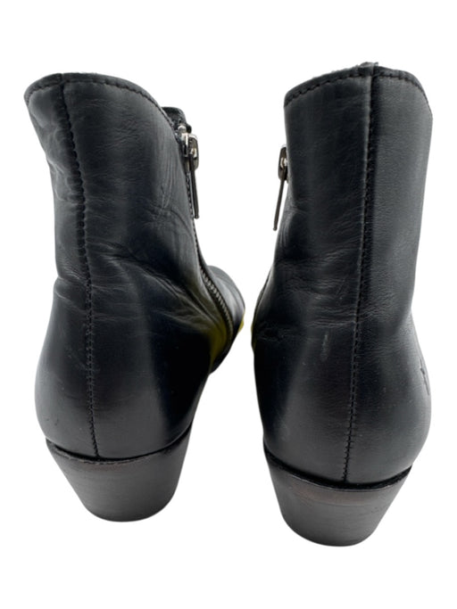 Frye Shoe Size 6.5 Black Leather Upper Side Zip Almond Toe Low Block Heel Boots Black / 6.5