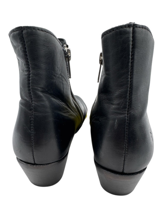 Frye Shoe Size 6.5 Black Leather Upper Side Zip Almond Toe Low Block Heel Boots Black / 6.5