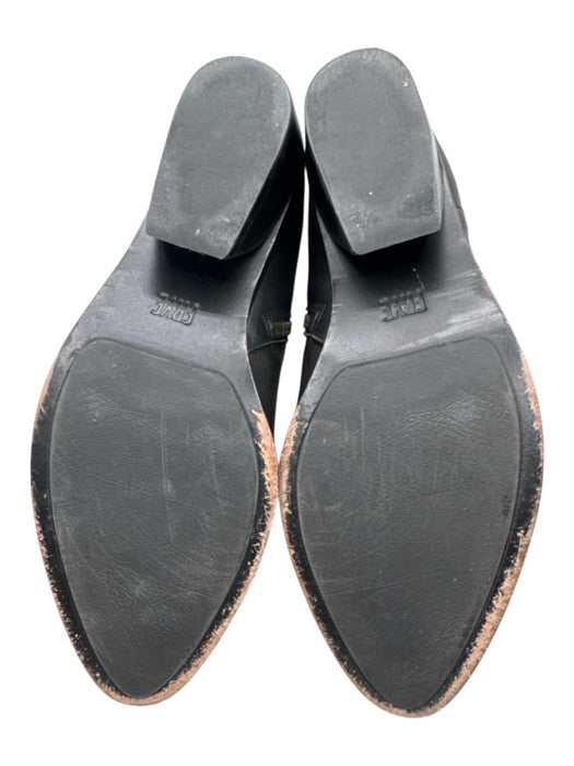 Frye Shoe Size 6.5 Black Leather Upper Side Zip Almond Toe Low Block Heel Boots Black / 6.5