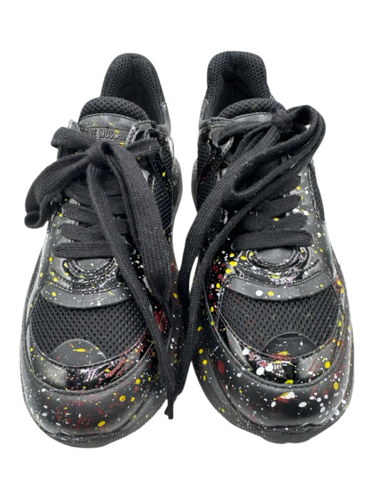 Love Moschino Shoe Size 37 Black & Multi textile upper Paint Splatter Sneakers Black & Multi / 37