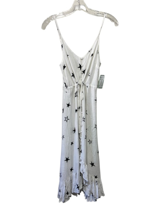 Rails Size XS White & Black Rayon Blend Spaghetti Strap stars Button Front Dress White & Black / XS