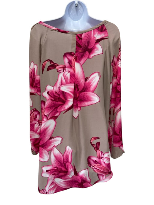 Yoana Baraschi Size Large Pink & Beige Polyester Long Sleeve Lillies Top Pink & Beige / Large