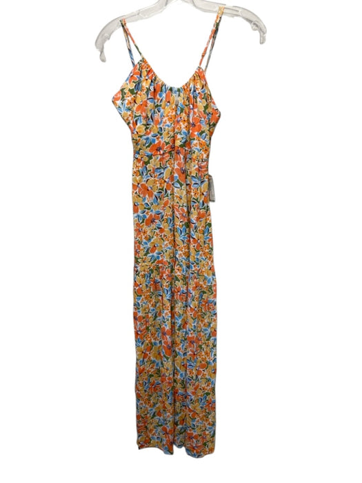 L Space Size Small Orange, Blue, Green Viscose Spaghetti Strap Floral Dress Orange, Blue, Green / Small
