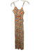 L Space Size Small Orange, Blue, Green Viscose Spaghetti Strap Floral Dress Orange, Blue, Green / Small
