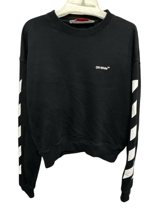 Off White Size XS Black & White Cotton & Acrylic logo Crew Long Sleeve Shirt Black & White / XS