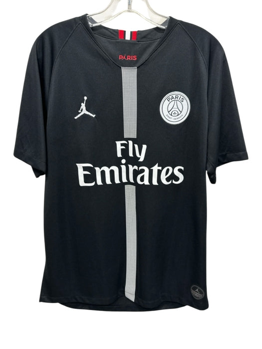 Jordan Size M Black Synthetic Solid Soccer Jersey Men's Short Sleeve Black / M