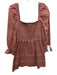 Reformation Size 4 Mauve Brown Cotton Long puff sleeve Lace Trim Mini Dress Mauve Brown / 4