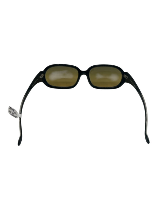 Fendi Black Acetate Oval Rectangle Yellow Tint Sunglasses Black