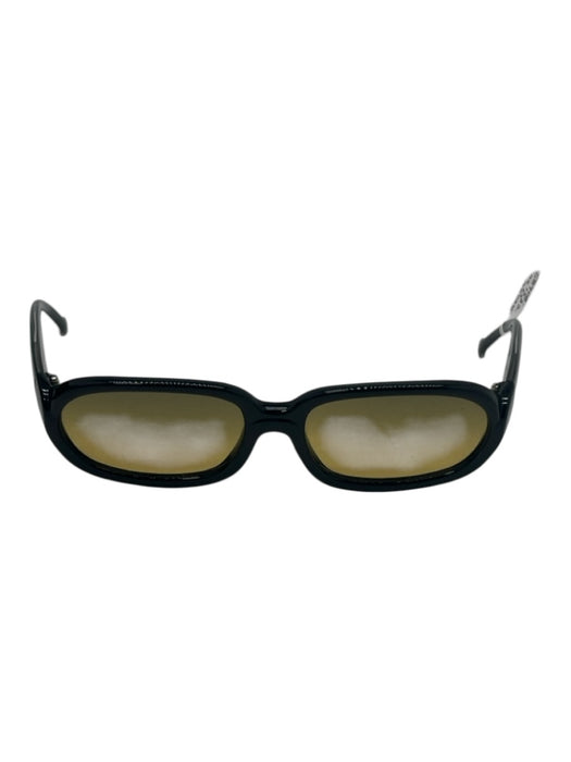 Fendi Black Acetate Oval Rectangle Yellow Tint Sunglasses Black