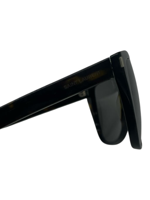 Saint Laurent Black & Brown Acetate Rectangle Tortoise Tinted Lens Sunglasses Black & Brown
