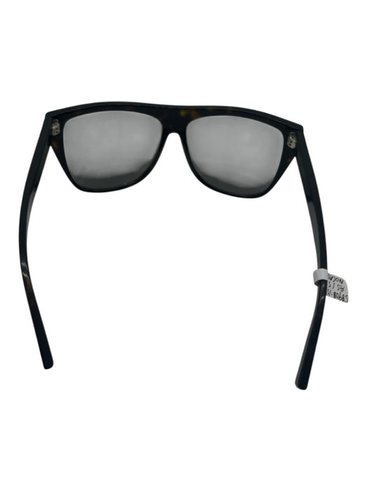 Saint Laurent Black & Brown Acetate Rectangle Tortoise Tinted Lens Sunglasses Black & Brown