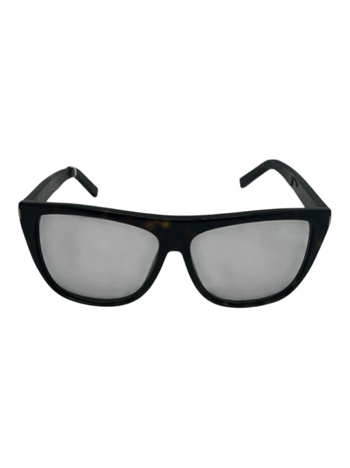 Saint Laurent Black & Brown Acetate Rectangle Tortoise Tinted Lens Sunglasses Black & Brown