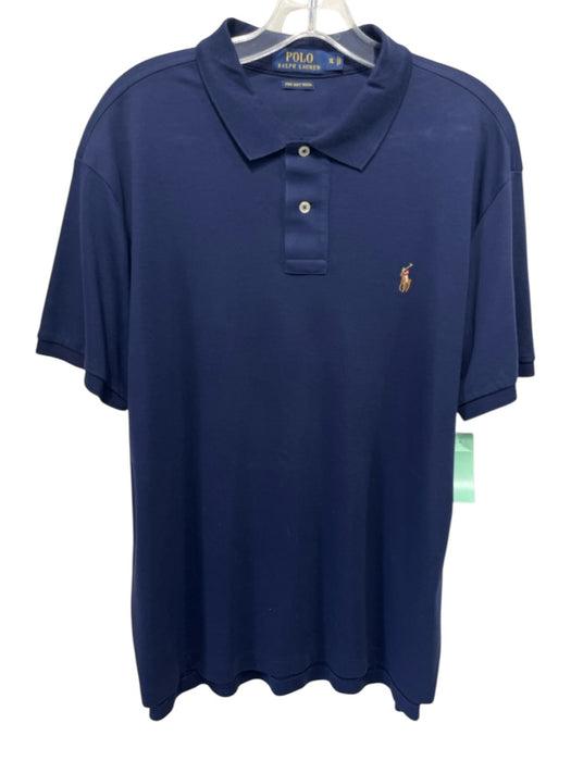 Polo Size XL Navy Blue Cotton Solid Polo Men's Short Sleeve Navy Blue / XL