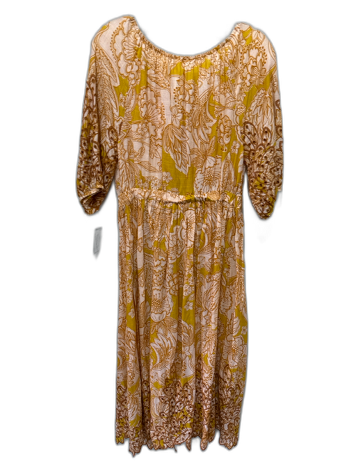 Anthropologie Size S Pink, Yellow, Orange Cotton Embroidered Floral Maxi Dress Pink, Yellow, Orange / S