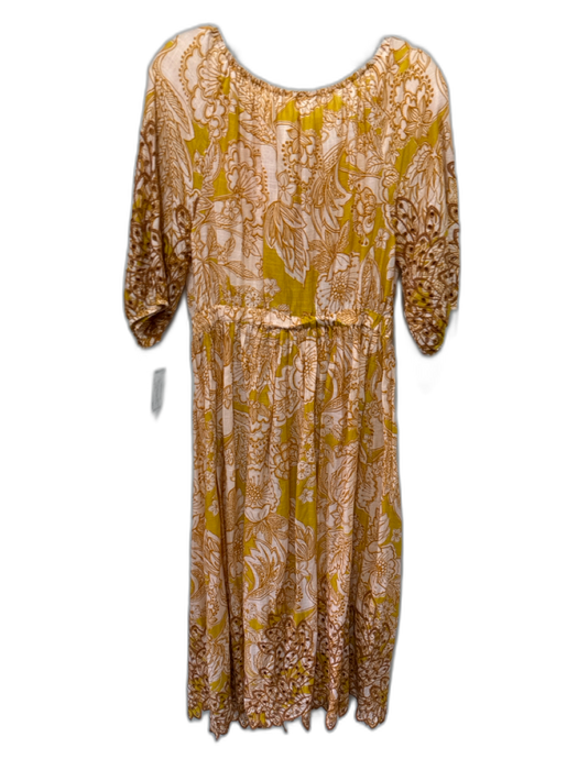 Anthropologie Size S Pink, Yellow, Orange Cotton Embroidered Floral Maxi Dress Pink, Yellow, Orange / S