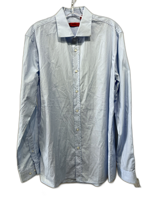 Hugo Boss Size 16 Light blue Solid Button up Men's Long Sleeve Shirt Light blue / 16