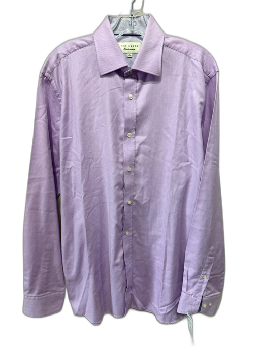 Ted Baker Size 16 Purple & White Button Down Men's Long Sleeve Shirt Purple & White / 16