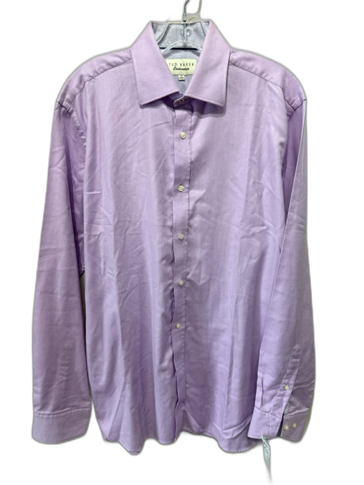 Ted Baker Size 16 Purple & White Button Down Men's Long Sleeve Shirt Purple & White / 16