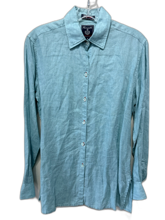 Facconable Size S Green Linen Solid Button up Men's Long Sleeve Shirt Green / S