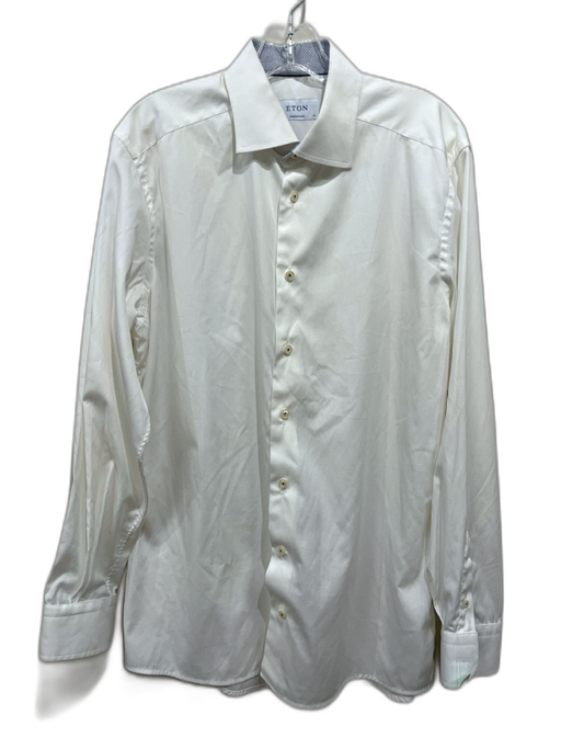 Eton Size 16 White Solid Button up Men's Long Sleeve Shirt White / 16