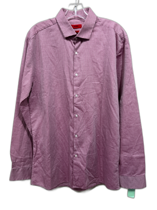 Boss Size 16 Purple & White Cotton All Over Print Button Down Long Sleeve Shirt Purple & White / 16