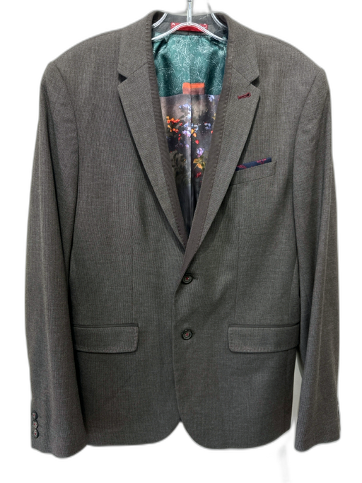 Ted Baker Gray Polyester Solid 2 Button Men's Blazer Gray / 3
