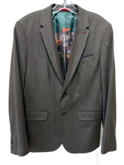 Ted Baker Gray Polyester Solid 2 Button Men's Blazer Gray / 3