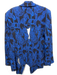 Escada Size L / 42 Black & Blue Viscose Blend Abstract Floral Lapel Jacket Black & Blue / L / 42