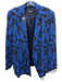 Escada Size L / 42 Black & Blue Viscose Blend Abstract Floral Lapel Jacket Black & Blue / L / 42