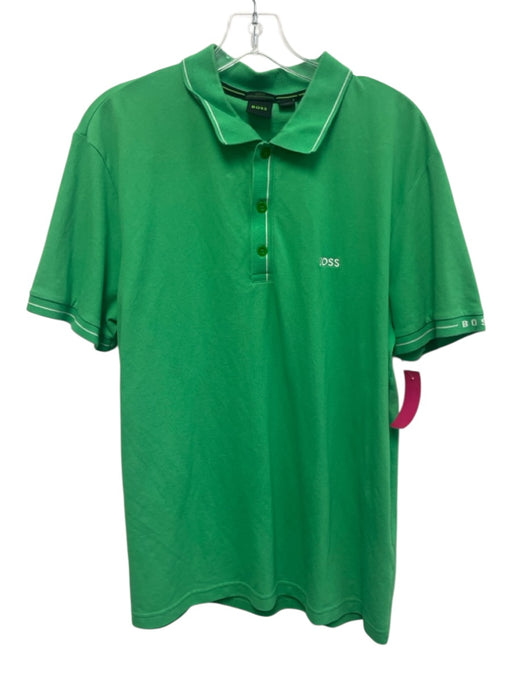 Boss Size XL Green Cotton Blend Polo Men's Short Sleeve Green / XL