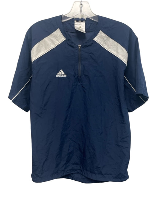 Adidas Size XS Blue & White Polyester Quarter Zip Men's Short Sleeve Blue & White / XS