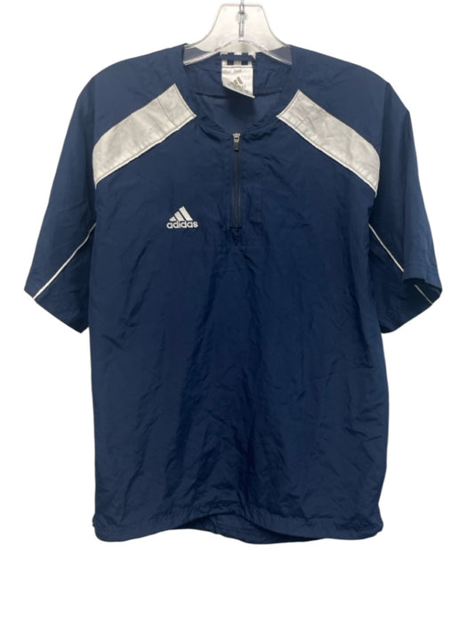 Adidas Size XS Blue & White Polyester Quarter Zip Men's Short Sleeve Blue & White / XS