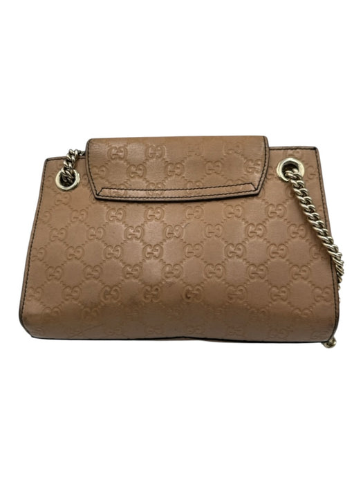 Gucci Beige Leather Gold Tone Hardware Guccissima Embossed Chain Strap Bag Beige / Small
