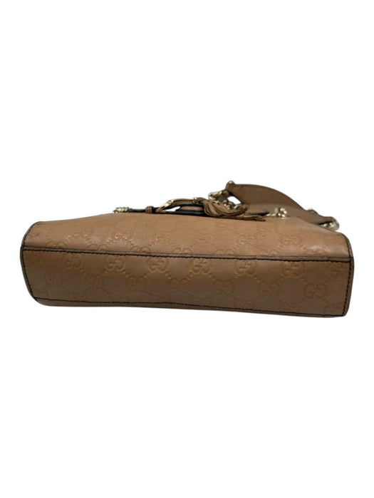Gucci Beige Leather Gold Tone Hardware Guccissima Embossed Chain Strap Bag Beige / Small