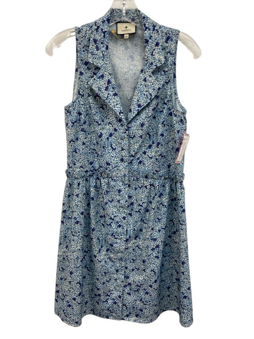 Tuckernuck Size XS Mixed Blues Polyester Floral Sleeveless Button Front Dress Mixed Blues / XS