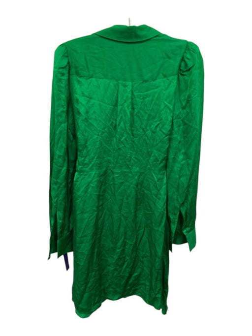 L'agence Size 2 Green Viscose & Rayon Wrap Tie Detail Long Sleeve Shimmer Dress Green / 2