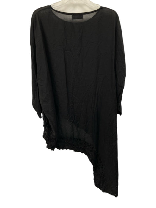 Ivan Grundahl Size 38 Black Cotton & Silk Long Sleeve Sheer Ruffles Dress Black / 38