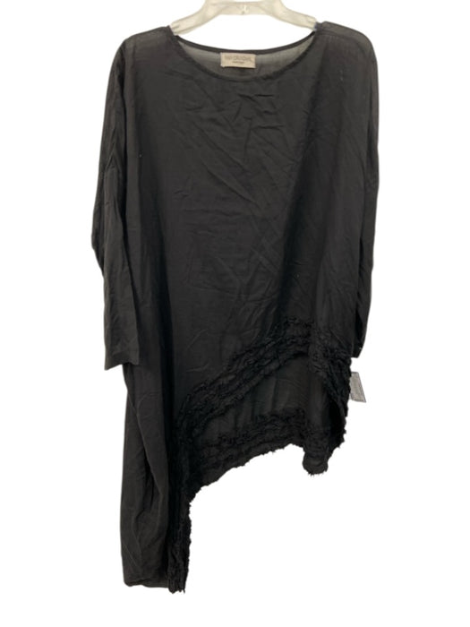 Ivan Grundahl Size 38 Black Cotton & Silk Long Sleeve Sheer Ruffles Dress Black / 38