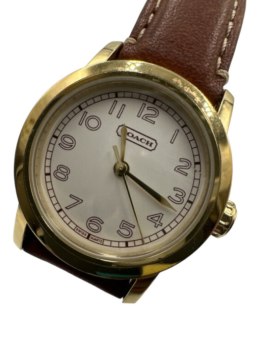 Coach Brown & Gold Leather Strap Buckle stainless steel Watches Brown & Gold