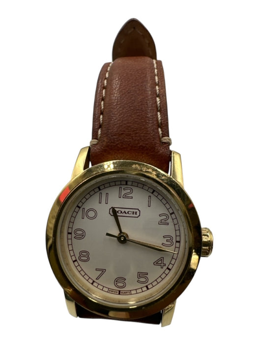 Coach Brown & Gold Leather Strap Buckle stainless steel Watches Brown & Gold