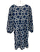 SZ Blockprints Size L Blue & White Cotton Long puff sleeve Floral Print Dress Blue & White / L