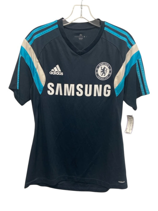 Adidas Size M Navy Synthetic Solid Soccer Jersey Men's Short Sleeve Navy / M