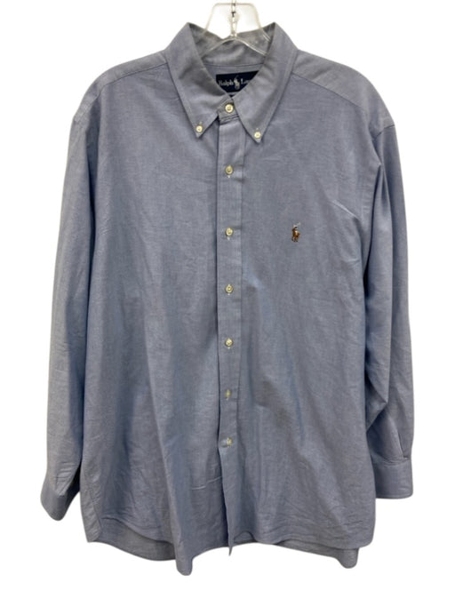 Ralph Lauren Size 16.5 Blue Cotton Solid Button Pockets Men's Long Sleeve Shirt Blue / 16.5