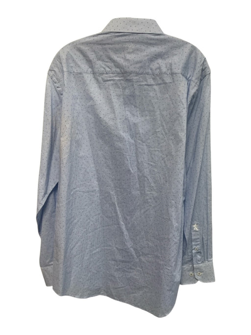 Bugatchi NWT Size 16 Blue & White Cotton Grid Button Up Men's Long Sleeve Shirt Blue & White / 16