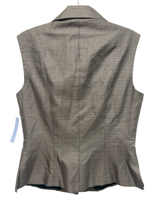 Richard Tyler Size 12 Green, Beige, Brown Silk Sleeveless Houndstooth Vest Green, Beige, Brown / 12
