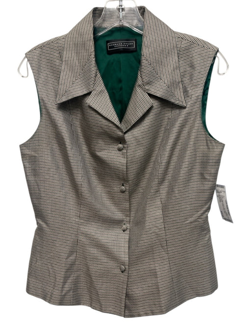 Richard Tyler Size 12 Green, Beige, Brown Silk Sleeveless Houndstooth Vest Green, Beige, Brown / 12