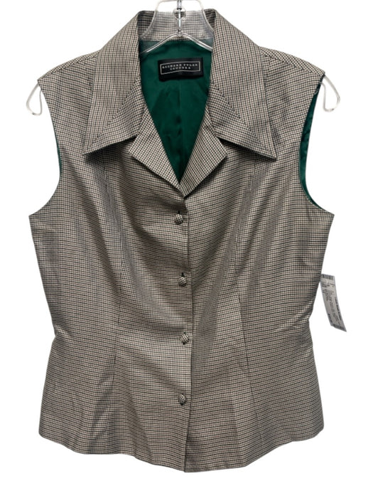 Richard Tyler Size 12 Green, Beige, Brown Silk Sleeveless Houndstooth Vest Green, Beige, Brown / 12
